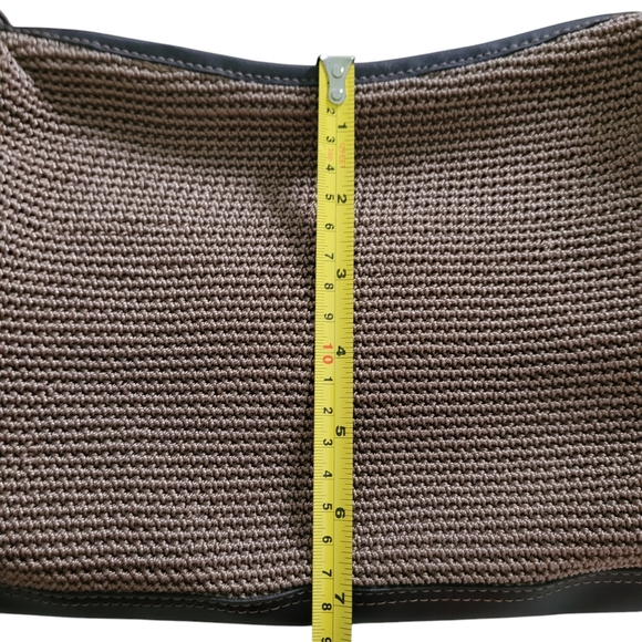 The Sak Baguette Womens Bag, Brown Crocheted Stitched Strap Hard Bottom - Picture 12 of 13